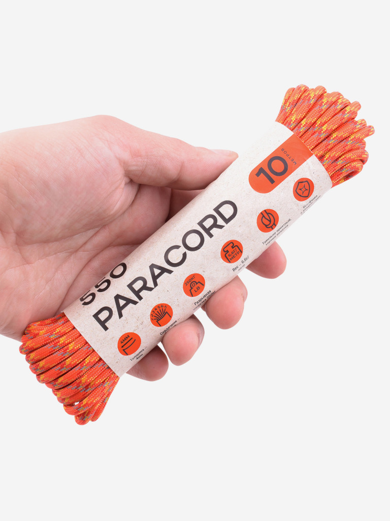 Паракорд 550 T-Gear x CORD nylon 10м световозвращающий (Orange X)