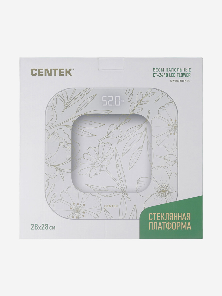 Весы напольные Centek CT-2440 LED FLOWER электронные шаг 0,1кг/фунт, LCD 65x28, размер 28х28см