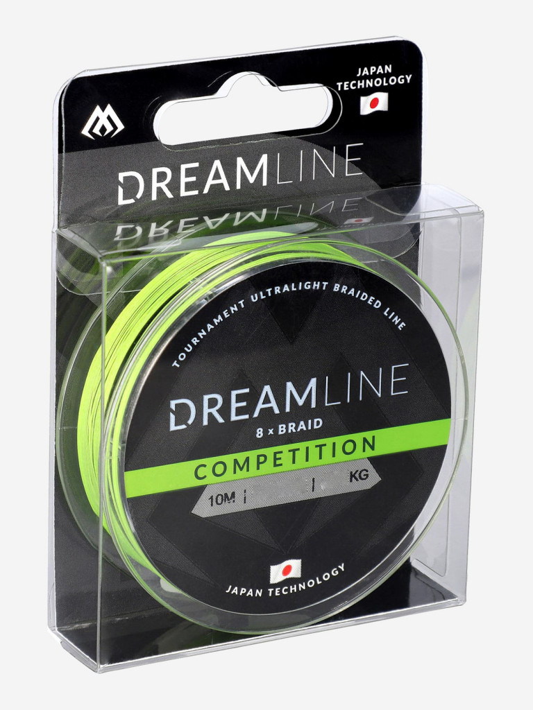 Плетеный шнур Mikado DREAMLINE Competition 0.08 fluo green (10 м) - 6.91 кг.