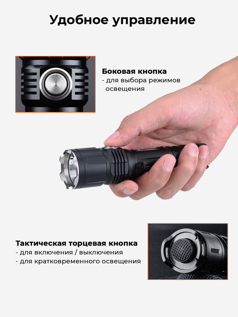 Фонарь FiTorch P30RGT тактический (USB зарядка, Power Bank)