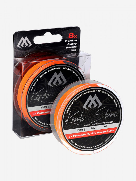 Плетеный шнур Mikado KENDO SHINE 8-x HDPE 0.10 orange (150 м) 8,23 кг.