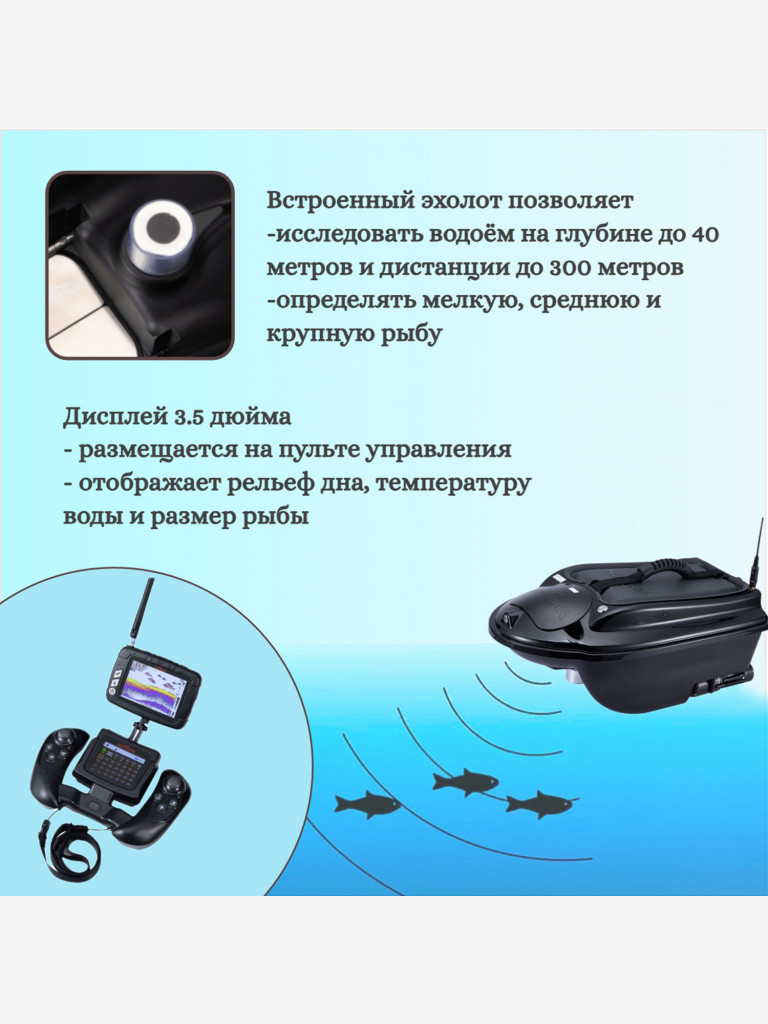 Прикормочный кораблик ACTOR PLUS Sonar Black