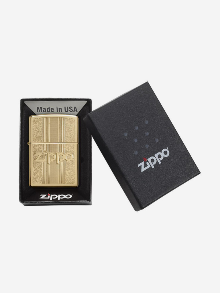 Зажигалка Zippo 29677 Classic Pattern Design High Polish Brass, золотистая