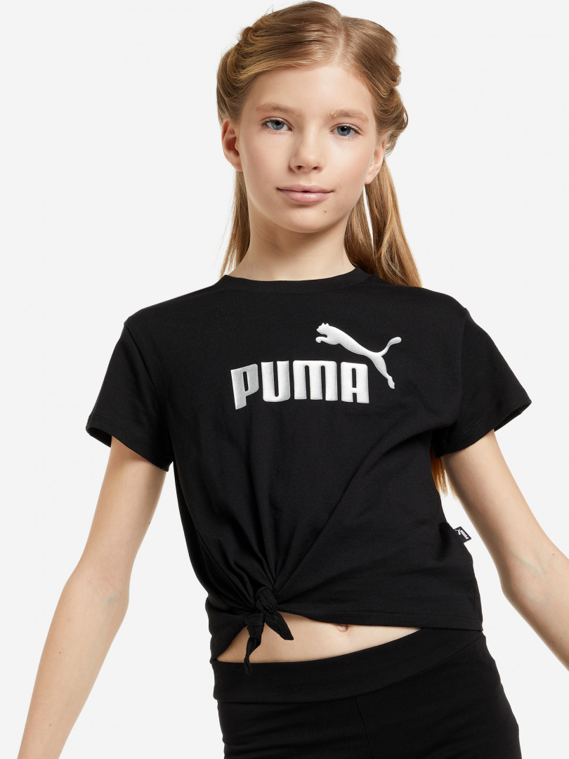 фото Футболка для девочек puma ess+ logo knotted, черный