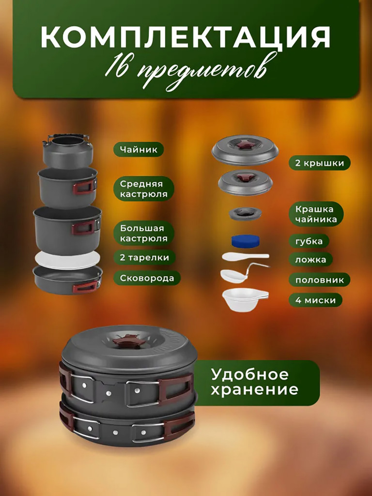 Набор посуды туристический BULIN BL200-C8 на 3-4 персоны