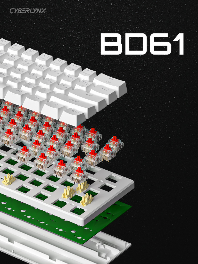 Игровая клавиатура CyberLynx BD61 (белый/прозрачный)