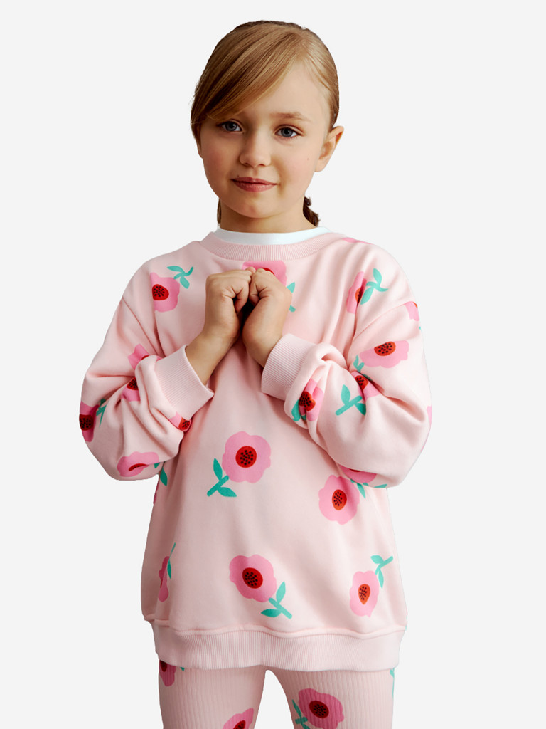 Свитшот с цветочным принтом для девочек TOTTI KIDS