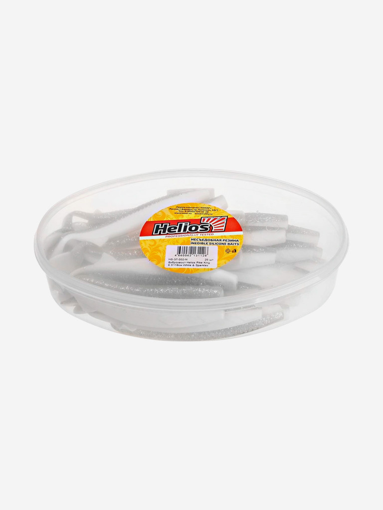 Мягкая приманка Helios Pike King, 6,3'' / 16 см, White & Sparkles, 25 шт (HS-37-002-N)