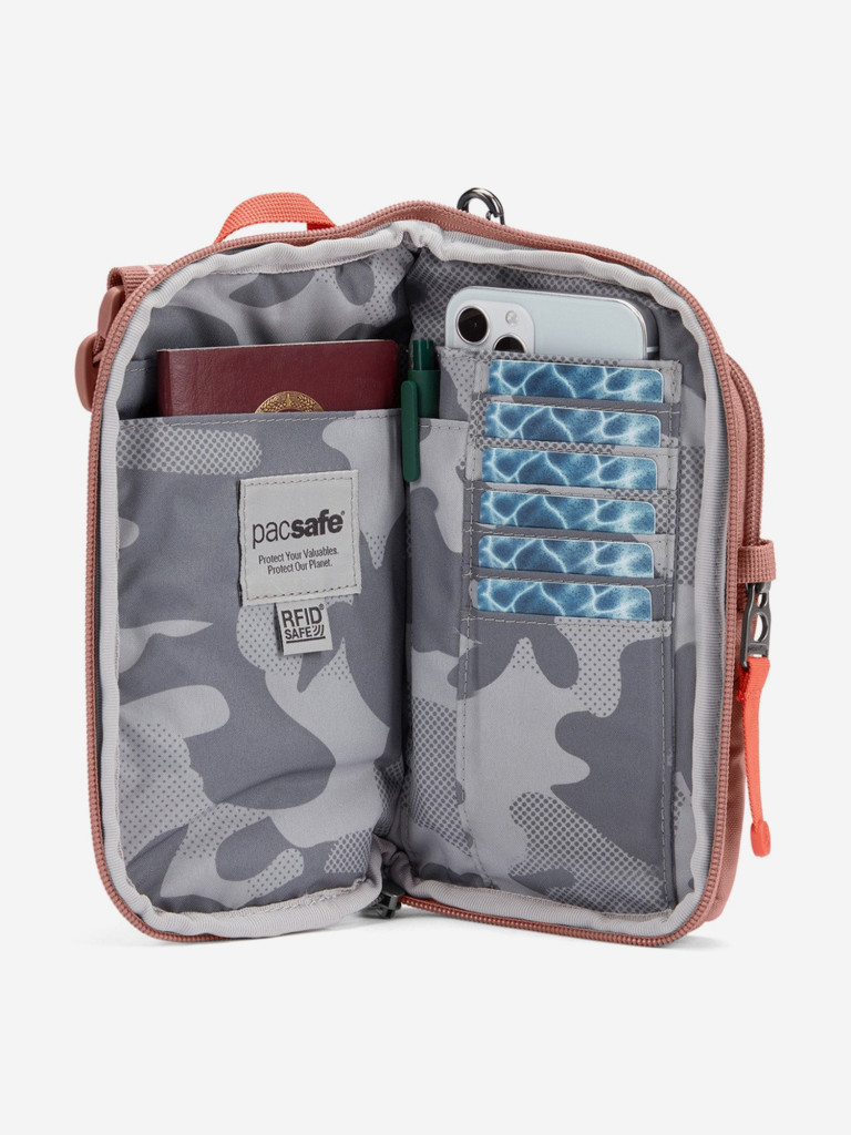 Сумка антивор Pacsafe GO Tech Crossbody, розовый, 0,2 л.