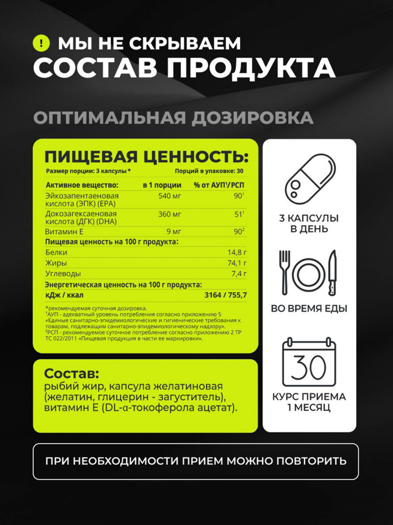 Омега-3 1WIN 90 капсул
