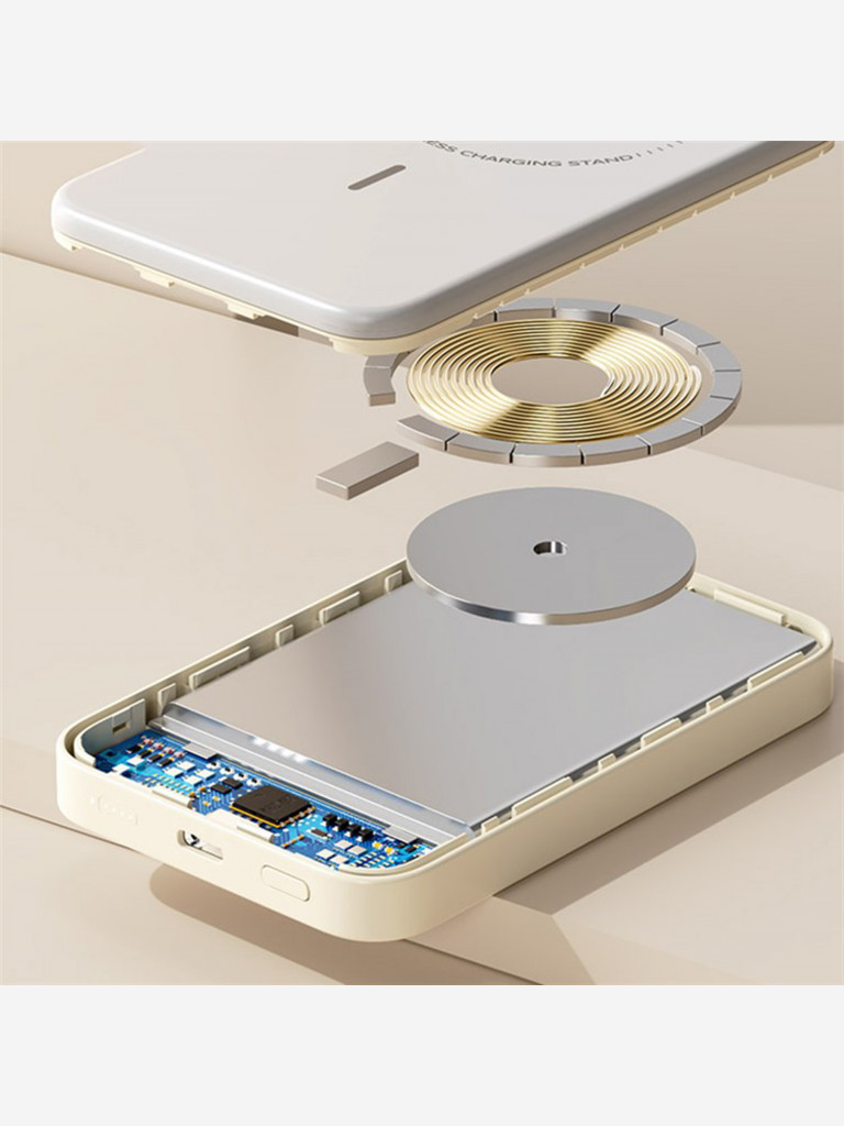 Внешний аккумулятор ROCK P83 Magnetic Holder Wireless Charging Power Bank черный