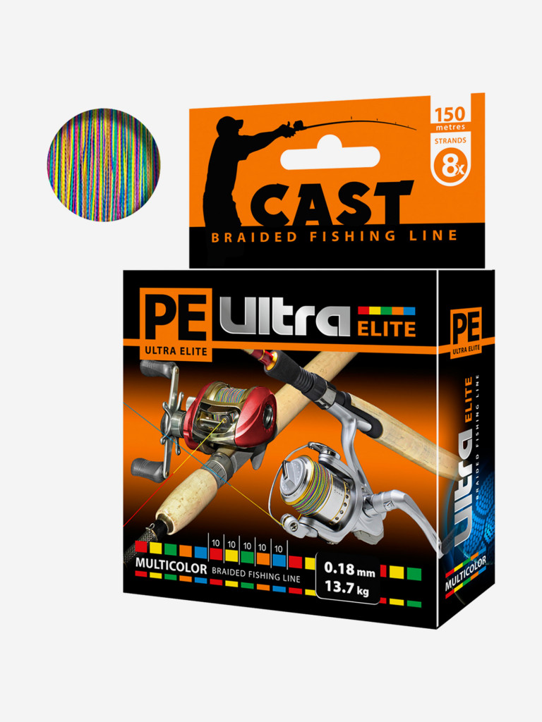 Плетеный шнур для рыбалки AQUA PE ULTRA ELITE CAST MULTICOLOR (10) 0,18mm 150m