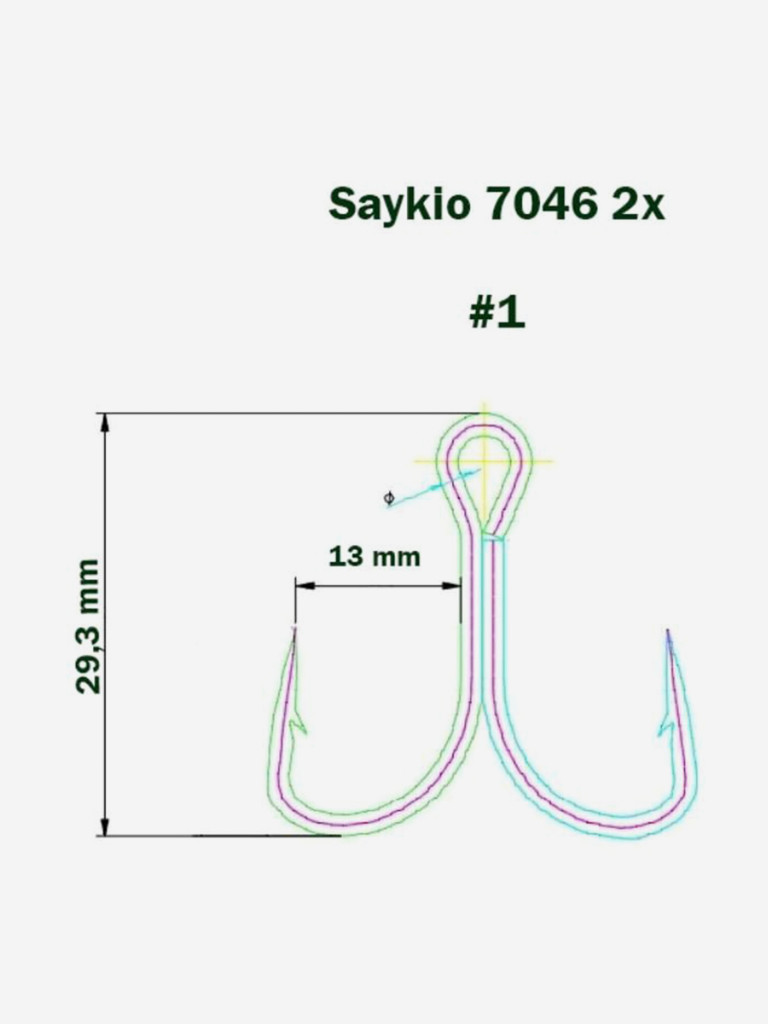 Крючки для рыбалки Saikyo тройные 7046 BN 2X, 5 штук в упаковке
