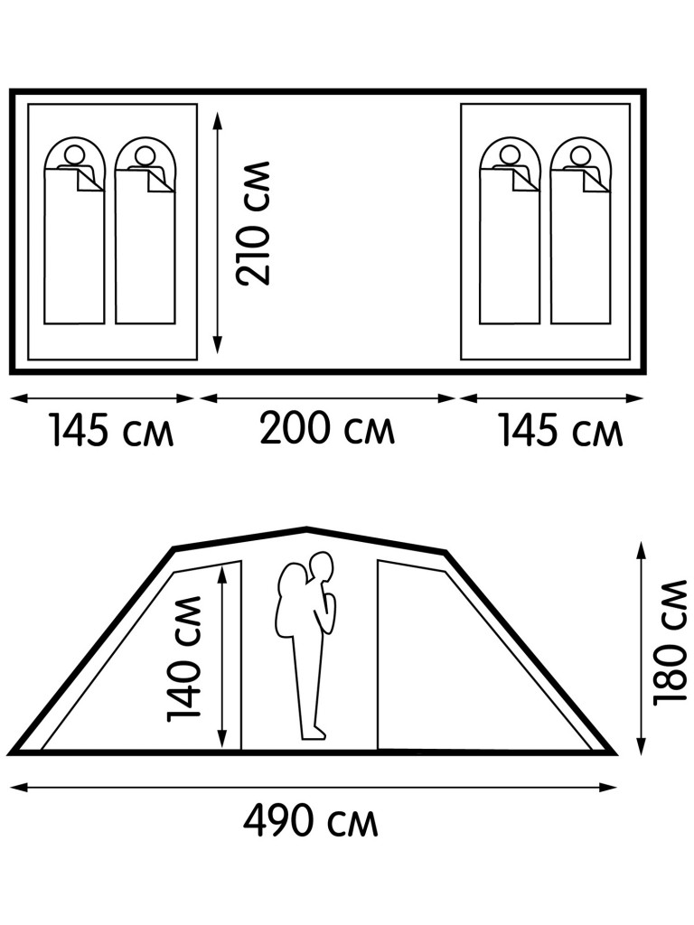 Палатка 4-местная Outventure Twin Sky 4 Basic