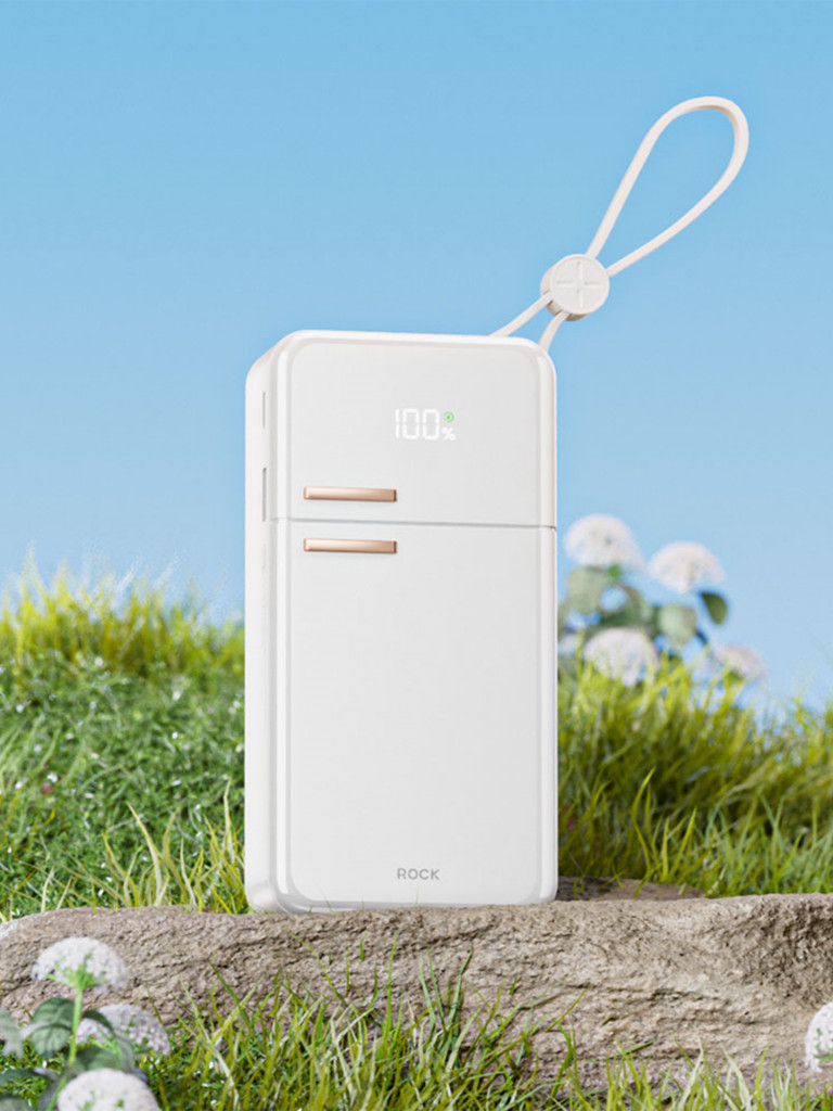 Внешний аккумулятор ROCK Y18 Fridge Series Fast Charging Power Bank with Cables белый