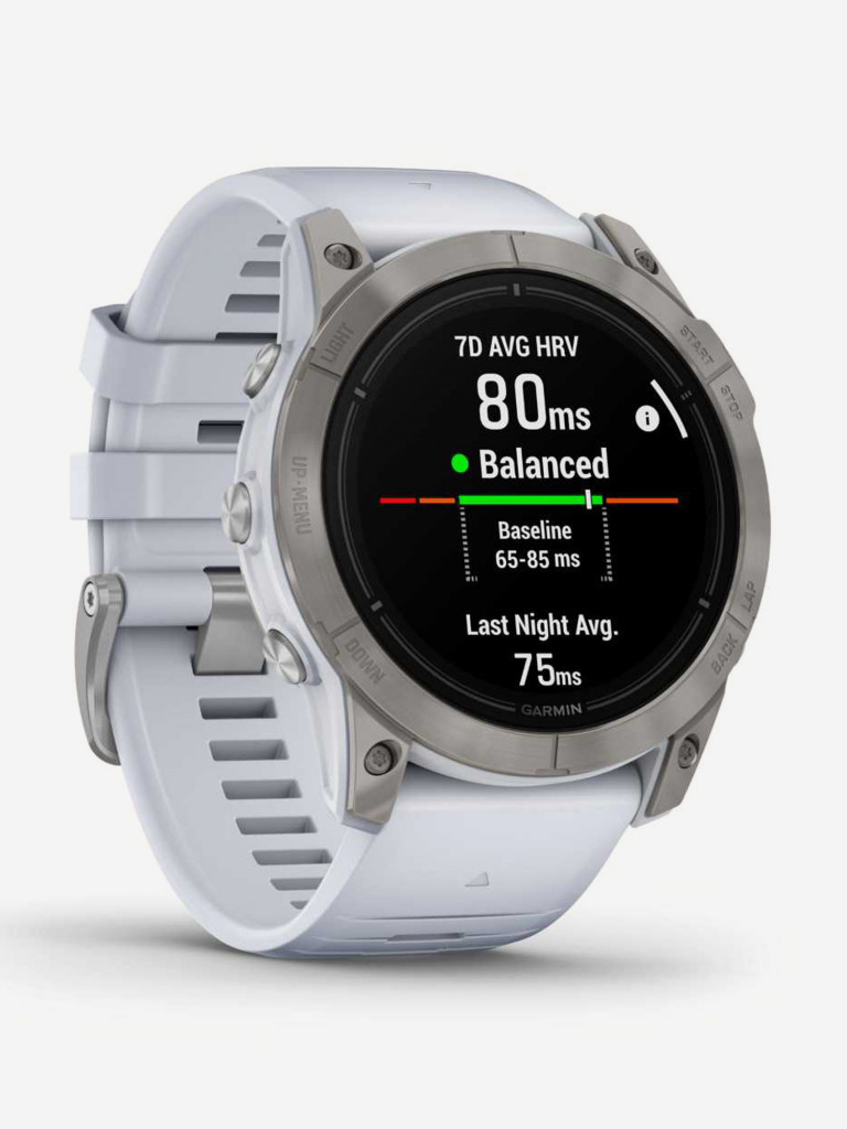 Спортивные часы Garmin EPIX PRO (Gen 2) Sapphire Edition 51 мм, титановый белый, DLC, белый силиконовый ремешок