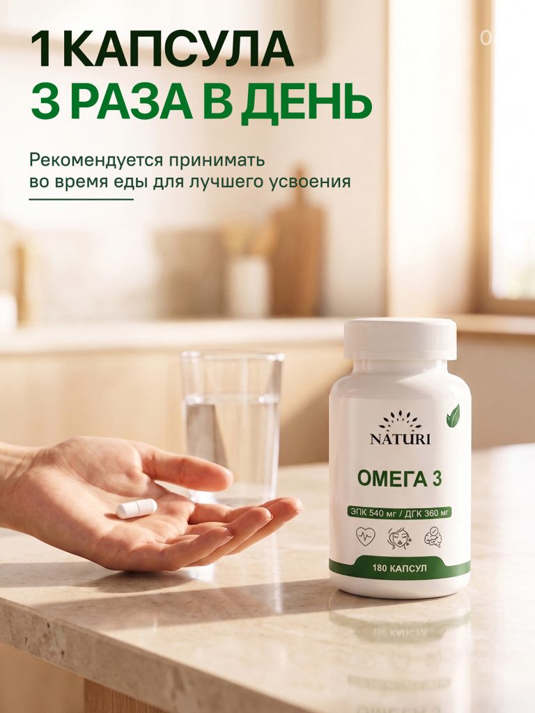 Омега-3 35% NATURI, 180 капсул