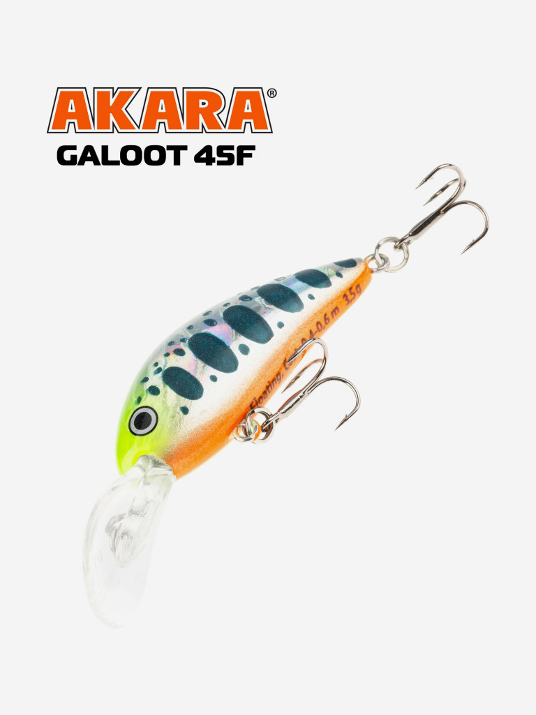 Воблер Akara Galoot плавающий, кренк, на окуня, щуку, голавля 45F 3,5 гр. A204
