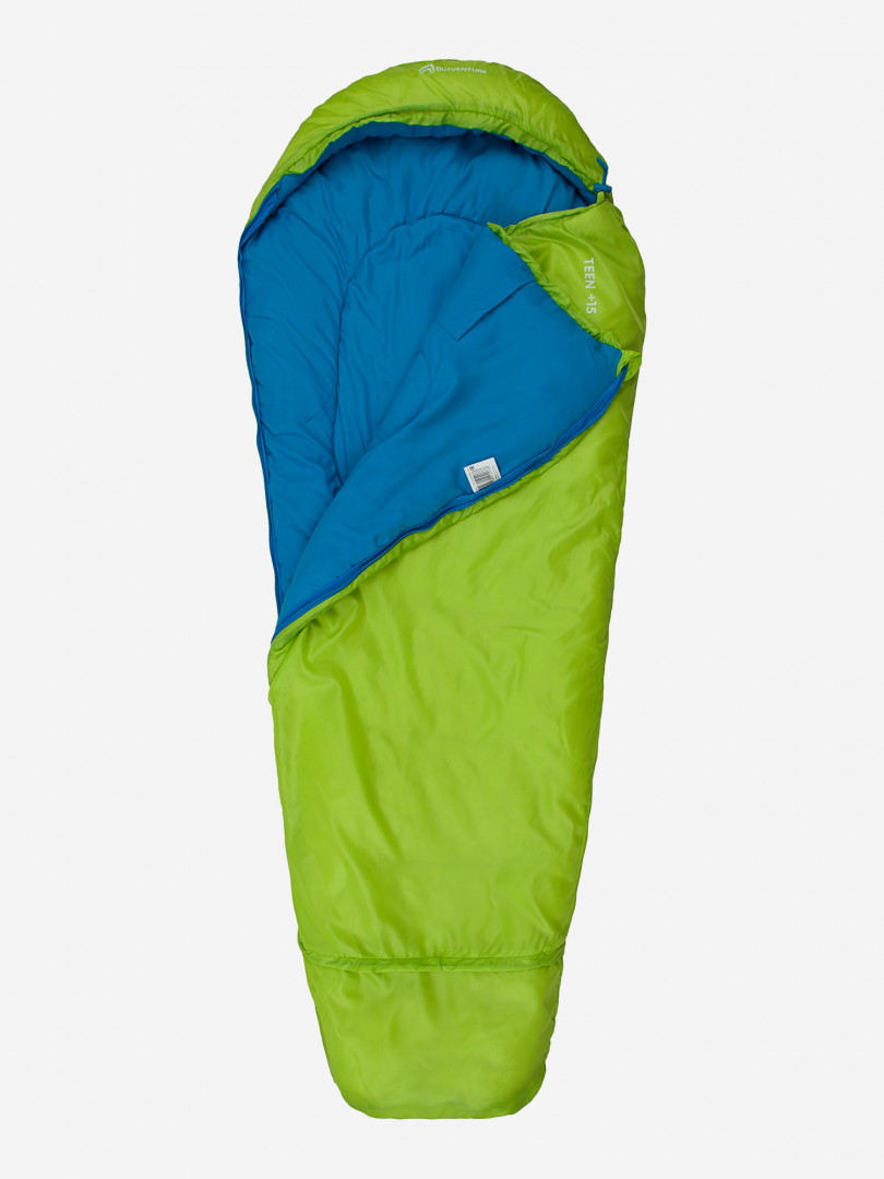 Спальный мешок детский Outventure Teen +15 правосторонний, Зеленый