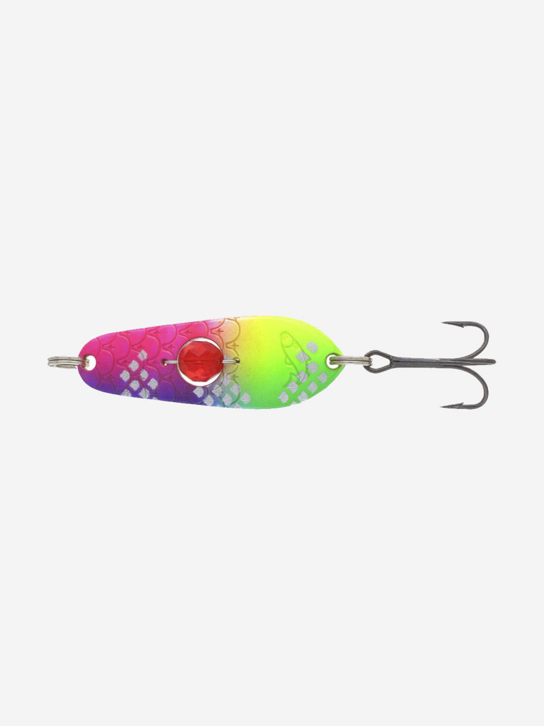 Блесна колеблющаяся Kuusamo Rasanen 50/11 с камнем, Pink/Li/FYe/GR-S