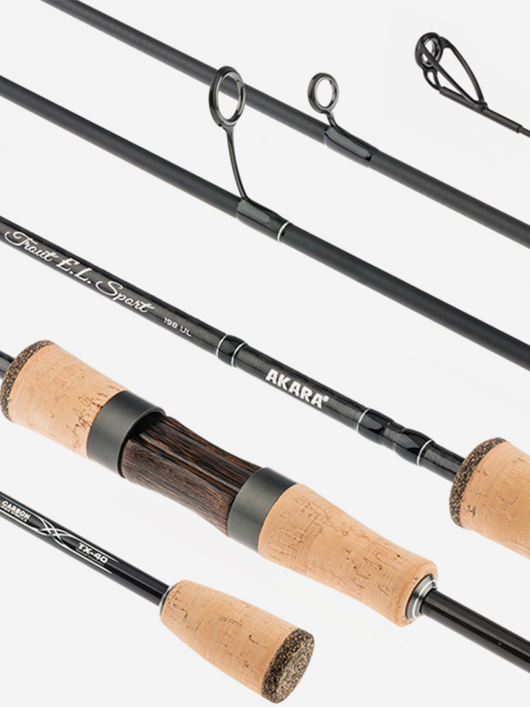 Спиннинг штекерный углеволоконный 2 колена Akara Trout E.L Sport UL (0,5-4,5) 1,98 м с разнесенной ручкой