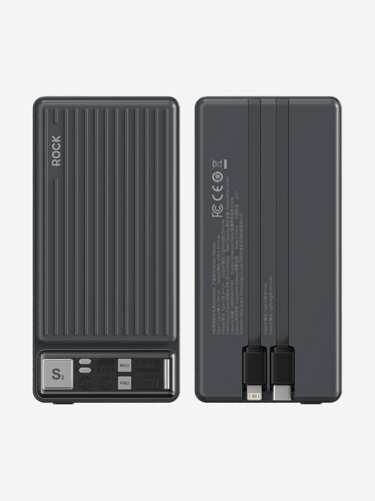 Внешний аккумулятор ROCK P98 PD20W Travel Series Power Bank With Cable 10000mAh черный