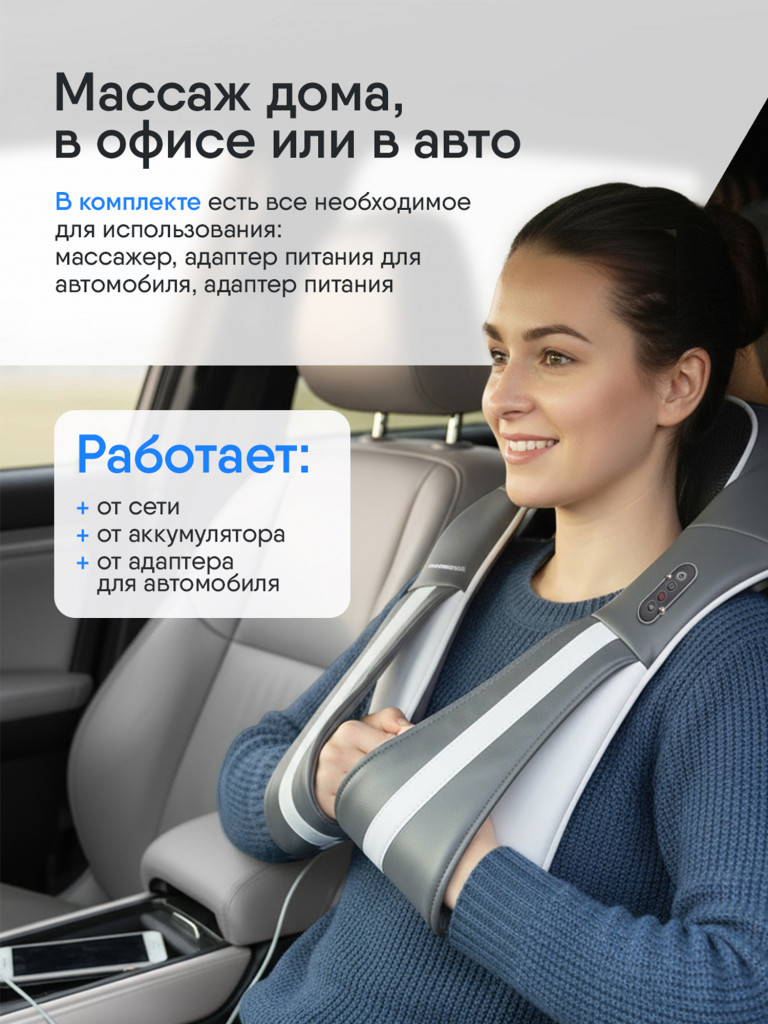 Массажер для шеи и плеч электрический Ergonova Feelneck 3 Plus grey