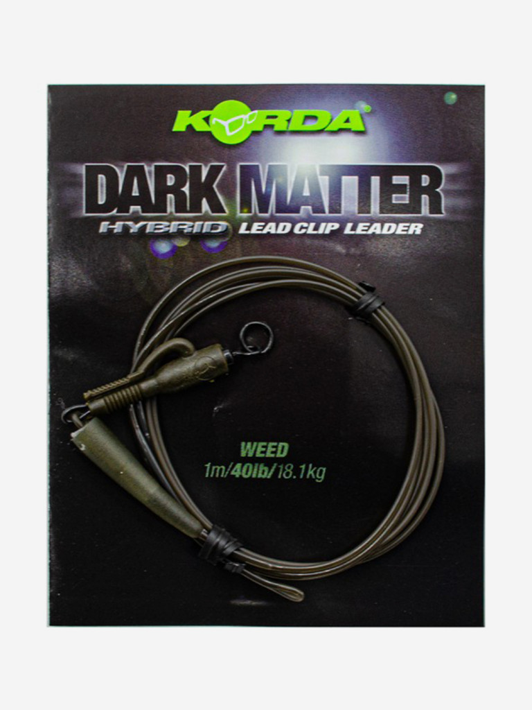 Монтаж готовый KORDA Dark Matter Leader Hybrid Lead Clip Weedy Green 40lb 1м