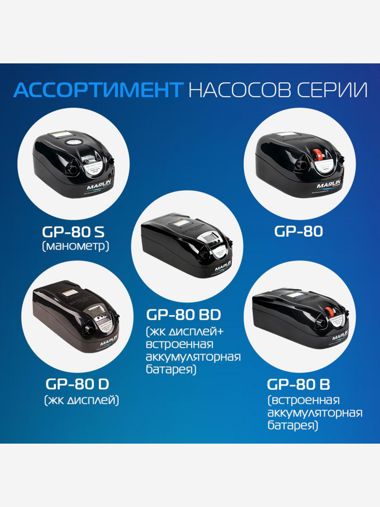 Электрический насос Marlin GP-80 D, насос для лодок пвх, сапбордов, матрасов, бассейнов