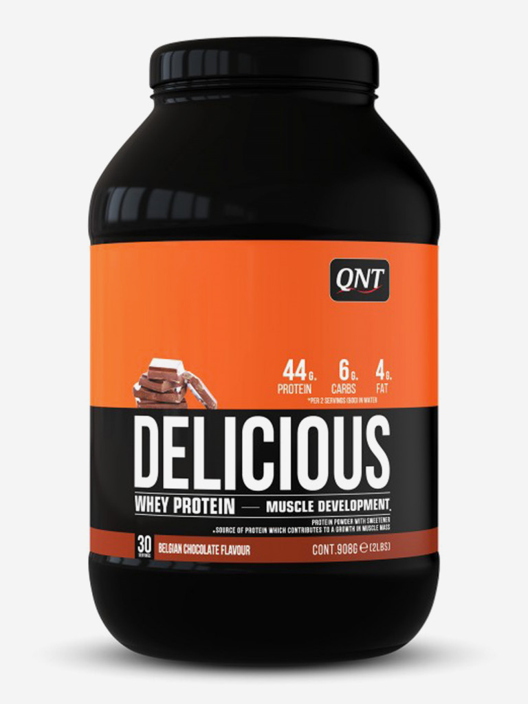 Сывороточный протеин для набора мышечной массы, для похудения, QNT Delicious Whey Protein Powder 908 g Belgian Chocolate