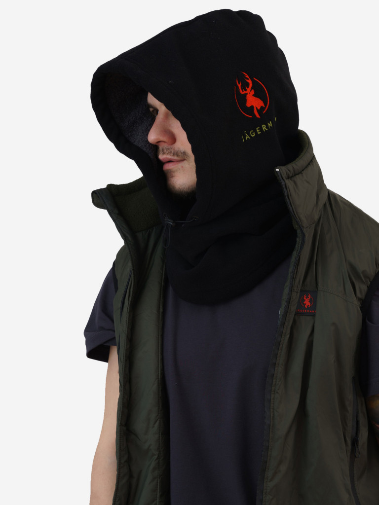 Капор — капюшон флисовый утепленный черный Jägermann