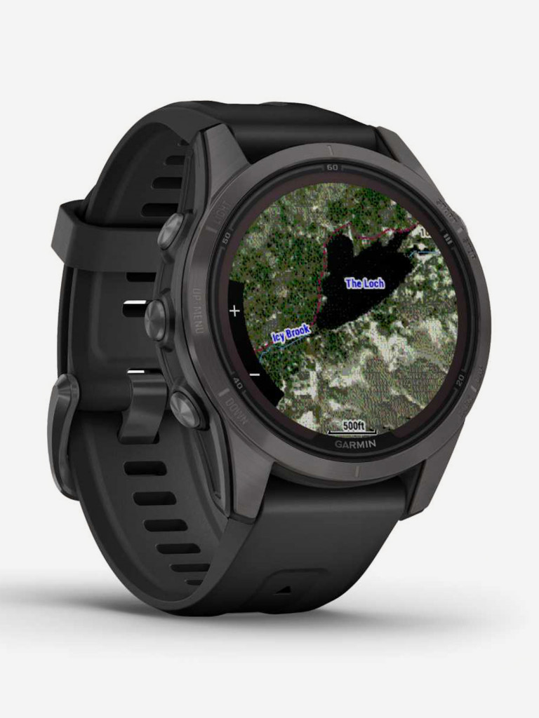 Спортивные часы Garmin FENIX 7S PRO Sapphire Solar титановый угольно-серый DLC с силиконовым ремешком