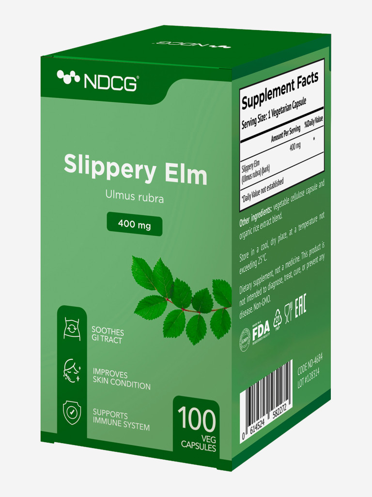 Slippery Elm Скользкий вяз (ржавый) NDCG, 400 мг, 100 капсул