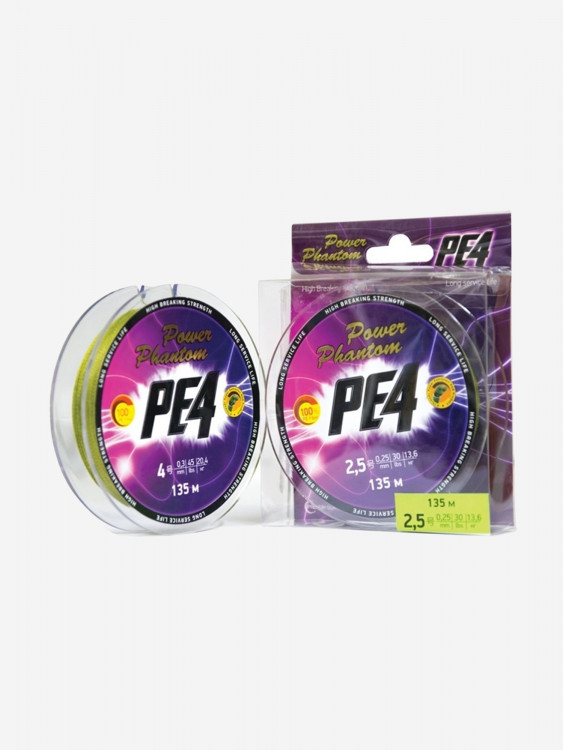 Плетеный шнур для рыбалки Power Phantom PE4, 135м, зеленый #1, 0,16мм, 7,7кг