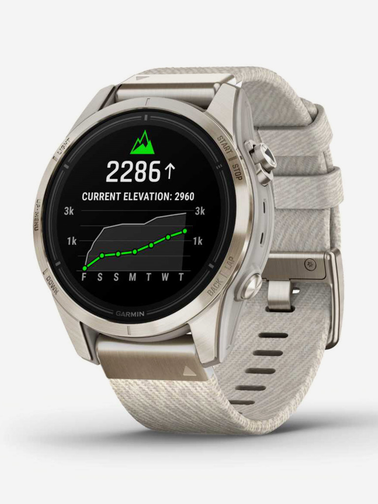 Спортивные часы Garmin EPIX PRO (Gen 2) Sapphire Edition 42 мм, золотистый корпус с нейлоновым ремешком сливочного цвета