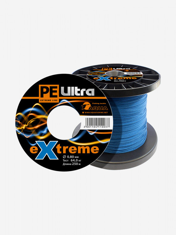 Плетеный шнур для рыбалки AQUA PE ULTRA EXTREME 0,80mm (цвет синий) 250m