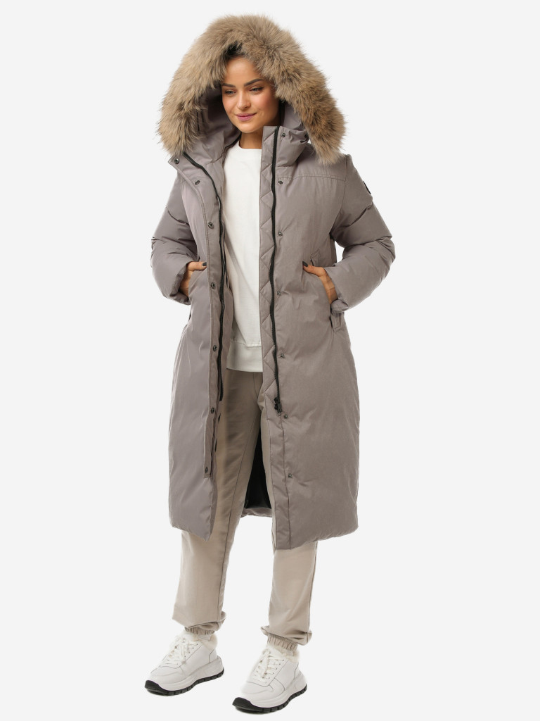 Пуховик женский удлиненный с мехом