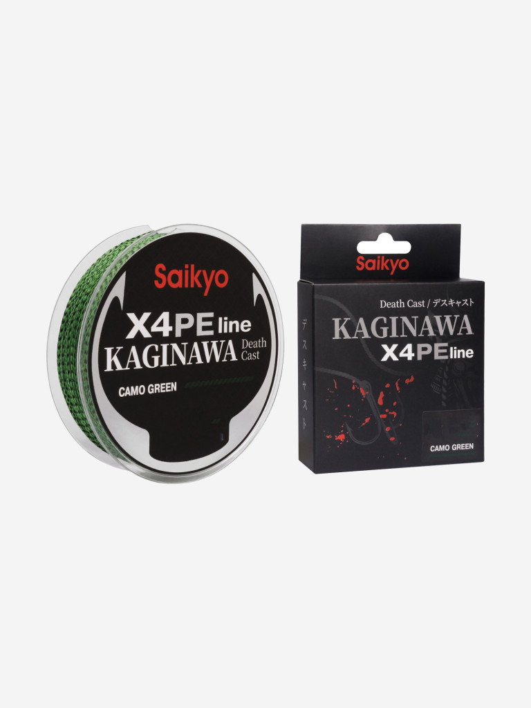 Плетеный шнур Saikyo KAGINAWA X4PE 150 м, зеленый camo #0.8 (0,148 мм), 5,4 кг