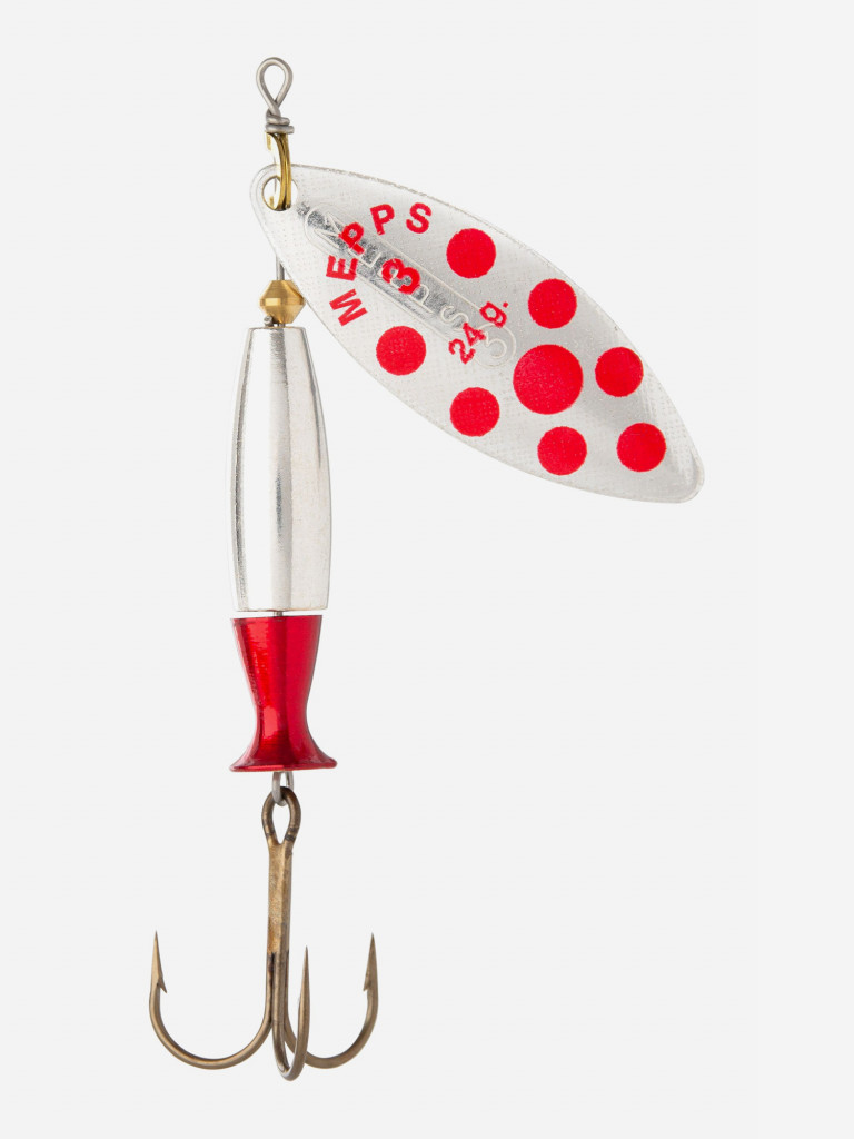 Блесна для рыбалки вертушка Mepps AGLIA LONG HEAVY, 3, Silver PTS Red, 1 штука