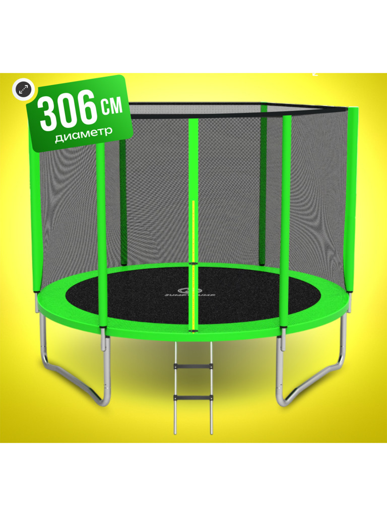 Батут детский каркасный JUMPY JUMP с защитной сеткой диаметр 306 см цвет зеленый