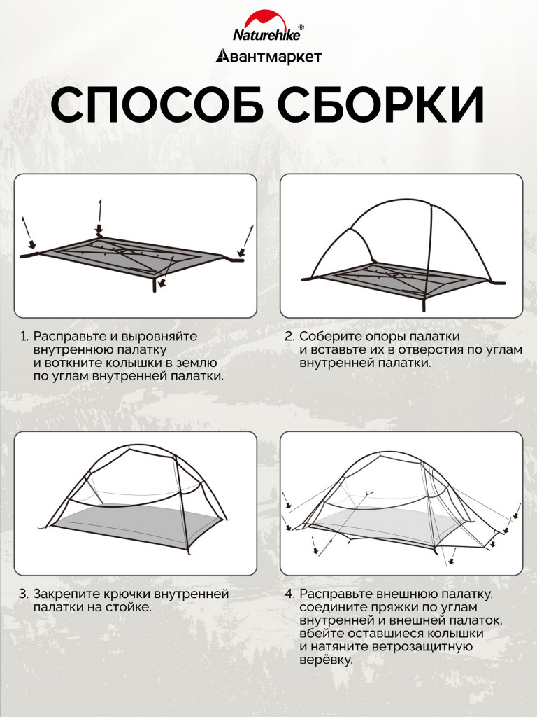 Палатка Naturehike Cloud up Pro CNK2350WS020 одноместная светло-серый
