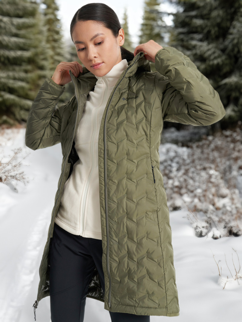 фото Пуховик женский columbia delta ridge ii long down jacket, зеленый