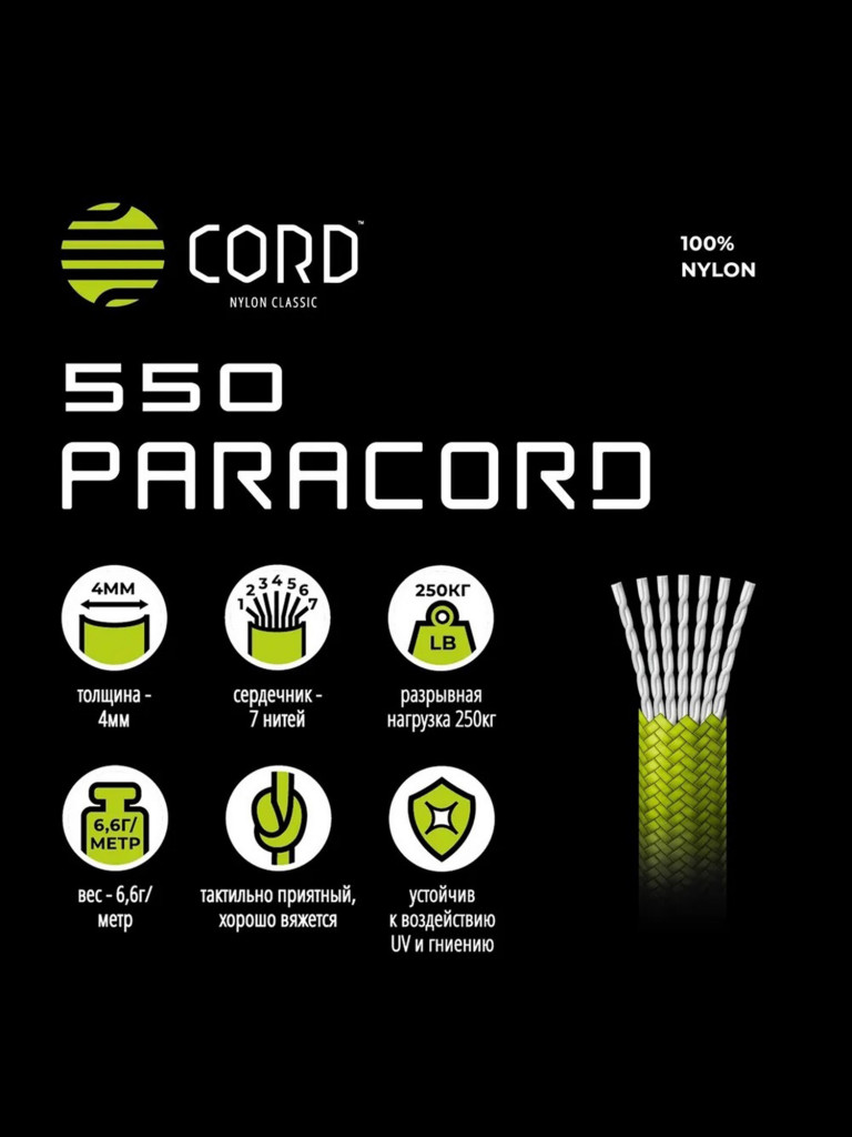 Паракорд 550 CORD nylon 30м RUS (aquamarine snake)