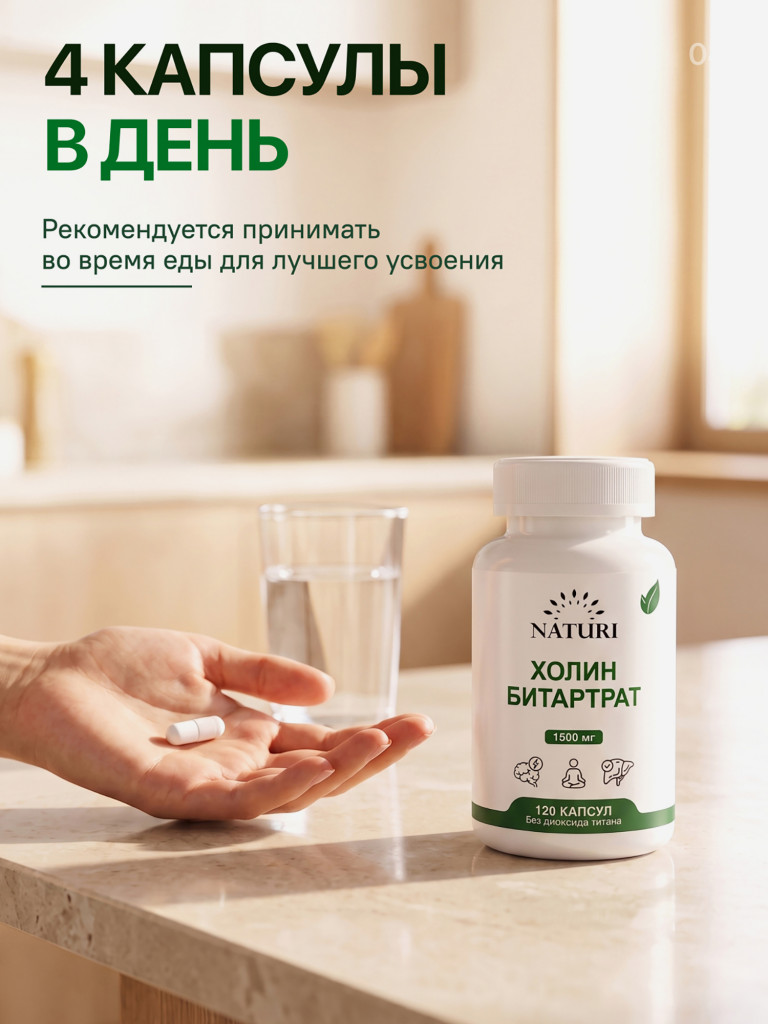 Холин + Инозитол + Гинкго NATURI, 120 капсул