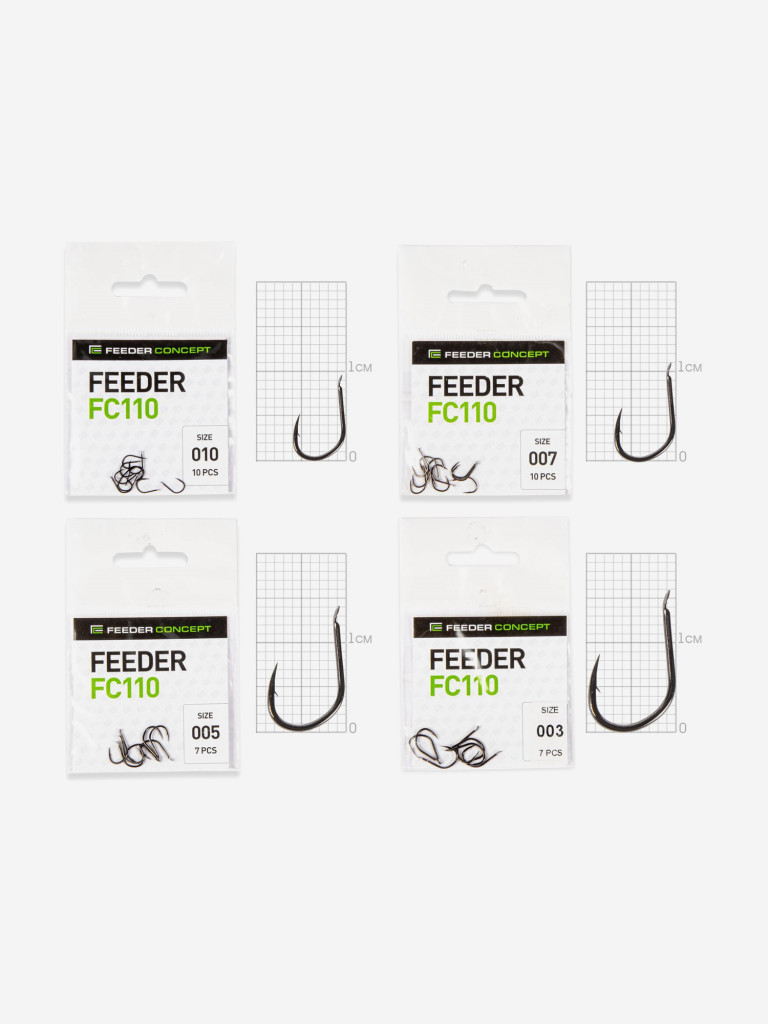 Крючки рыболовные Feeder Concept MIX 1 рыболовные одинарные для фидерной ловли, набор 34шт.