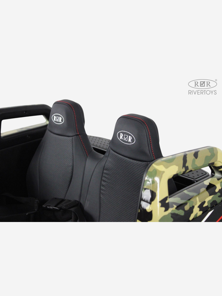 Детский электромобиль RIVERTOYS A707AA LUX NEW 4WD зеленый камуфляж