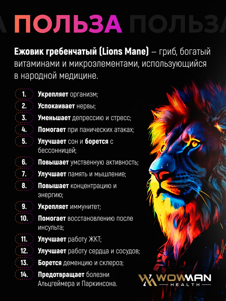 Ежовик гребенчатый WowMan WMICO008, 30 мл