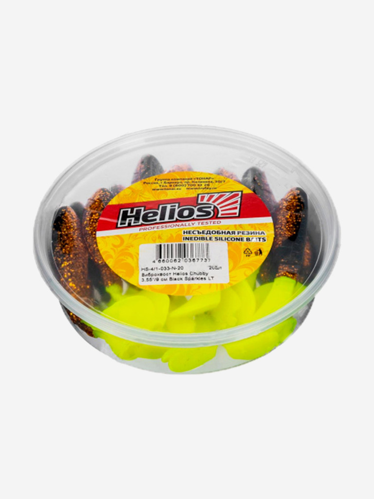 Мягкая приманка Helios Chubby, 3,55" / 9 см, Black Sparkles LT, 20 штук (HS-4/1-033-N-20)