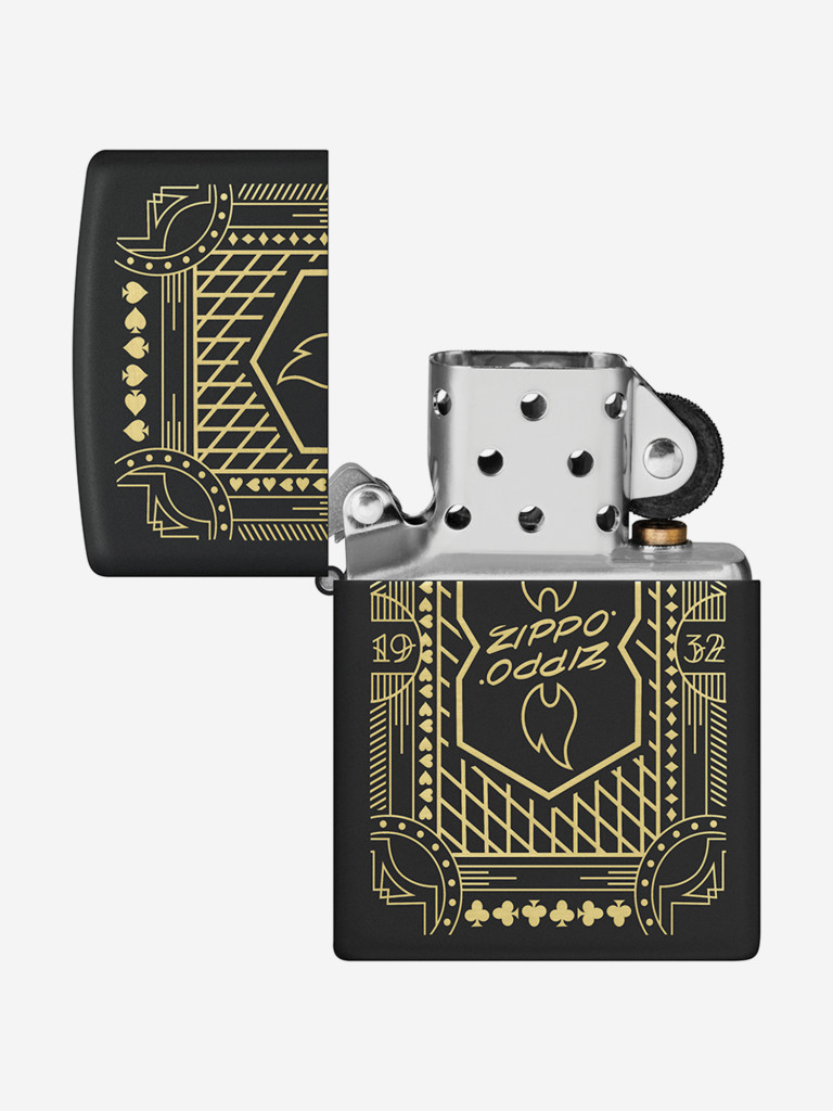 Зажигалка бензиновая ветроустойчивая Zippo Lines Design Black Matte