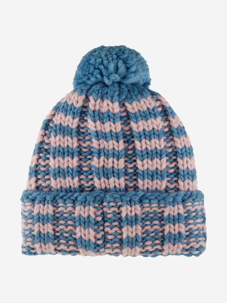 Шапка с отворотом STETSON 8599394 BEANIE STRIPES W POMPOM STETSON FREESTYLE (голубой)